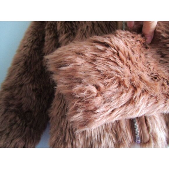 Abercrombie and Fitch XS Faux Fur Jacket In Rust Brown GUC - Picture 11 of 16